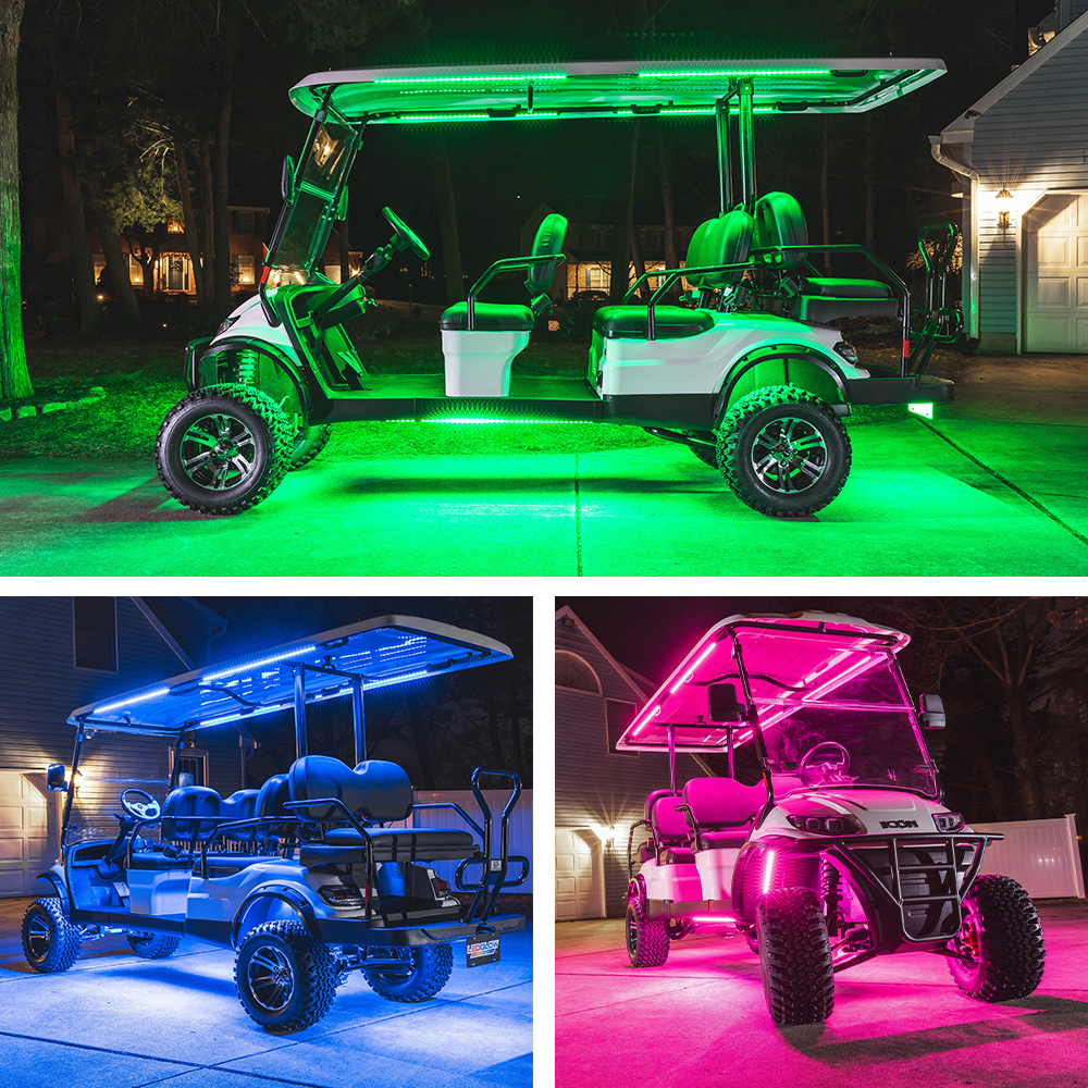 LEDGlow Million Color 6 Seater Limo Golf Cart Light Kit w Canopy